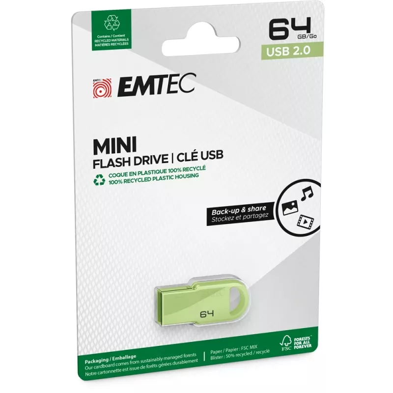 USB-mälupulk Emtec D250 Mini 64 GB USB-tüüp-A 2.0 must