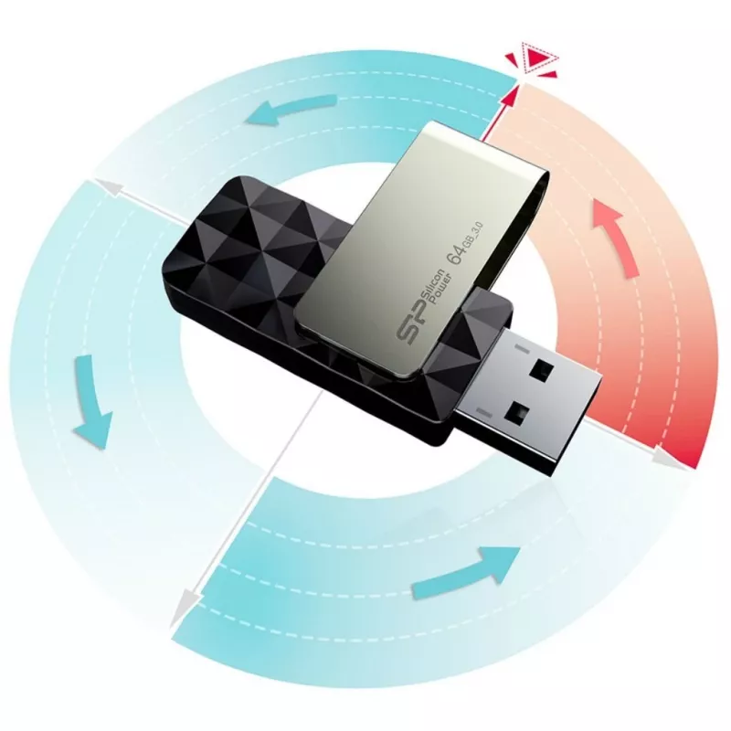 Silicon Power Blaze B30 USB-mälupulk 64 GB USB Type-A 3.0 (3.1 Gen 1) Must