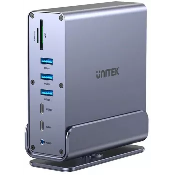 Dokkimisjaam Unitek D1135AGY01 DisplayLinki adapter kolmekordse 4K toega, 15-ühes, 15 W PD laadimine