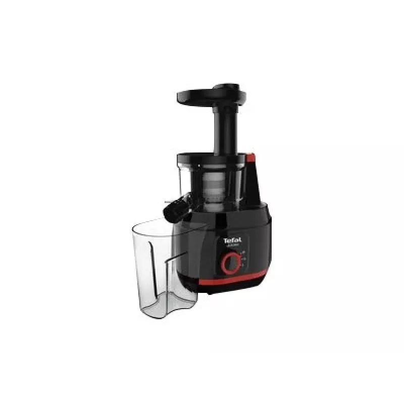 Aeglane mahlapress Tefal Juiceo ZC150 — 150 W, 4,5 cm toitetoru, 0,8 l mahla- ja viljalihamahutid, 80 p/min, must/punane