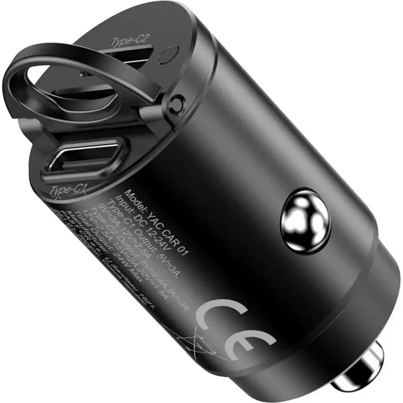 Autolaadija YENKEE CAR 01 Power Delivery 30W 2×USB-C