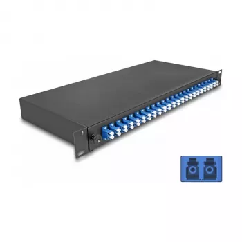 DeLOCK 19-tolline optilise kiu jätkukarp 24 x LC Duplex OS2 1U must metallist