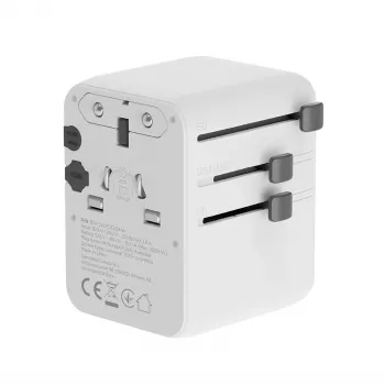 Reisiadapter GEMBIRD TPA-2A3C70-01-W — I tüüpi pistik, 3× USB-C (70W), 2× USB-A (18W), 100–250V, valge