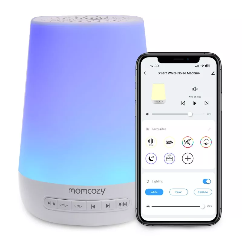 Momcozy WN02 LED öölamp valge müraga, Wi-Fi, Alexa, USB-C