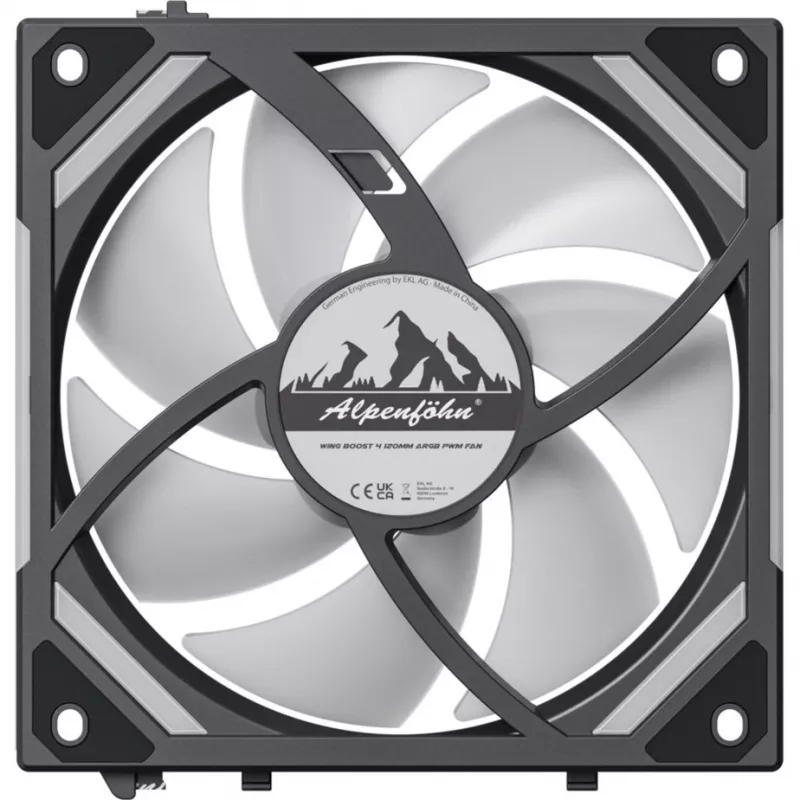 Alpenföhn Wing Boost 4 ARGB Reverse 120mm korpuse ventilaator - must