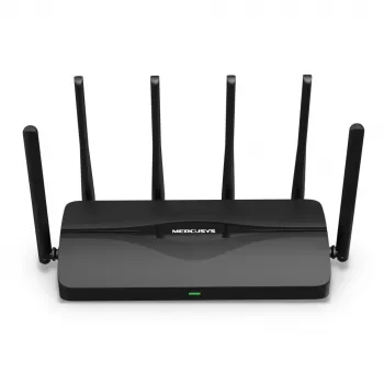 Lauaruuter MERCUSYS MR47BE — kolmeribalane Wi‑Fi 7 (2,4/5/6 GHz), 9300 Mbps, 3× RJ‑45, 2,5GbE, 6 välist antenni