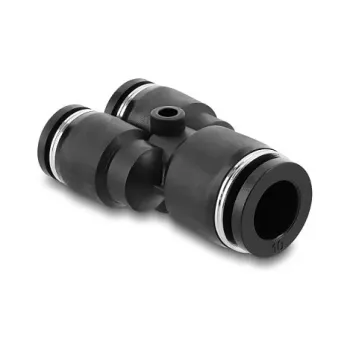 Pneumaatiline Y-ühendus DELOCK 2×8 mm → 1×10 mm kinnitusavaga, metall/plastik, 44 mm