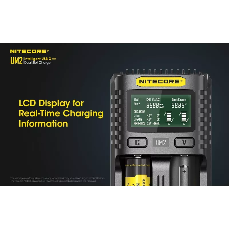 Nitecore UM2 akulaadija majapidamisaku DC Liitiumioon Nikkelkaadmium