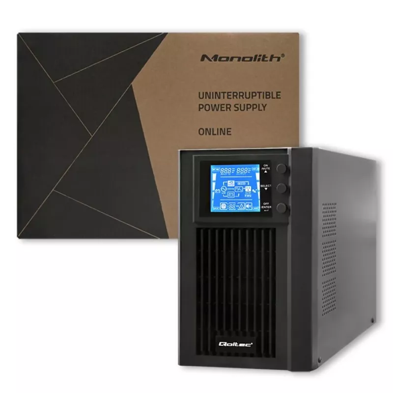 Qoltec 53042 katkematu toiteallikas (UPS) topeltmuundusega (Online) 1 kVA 800 W 2 vahelduvvoolu pistikupesa