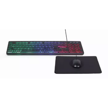 Juhtmega täissuuruses klaviatuur koos hiirega Gembird KBS-UML-01 — USB, QWERTY US, 104 klahvi, must