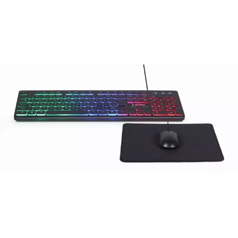Juhtmega täissuuruses klaviatuur koos hiirega Gembird KBS-UML-01 — USB, QWERTY US, 104 klahvi, must