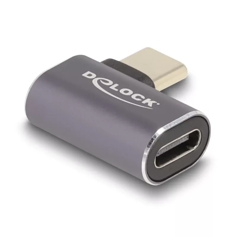 DeLOCK USB-adapter 40 Gbps USB-C PD 3.0 100 W isane emasele nurga all vasak/parem 8K 60 Hz metallist