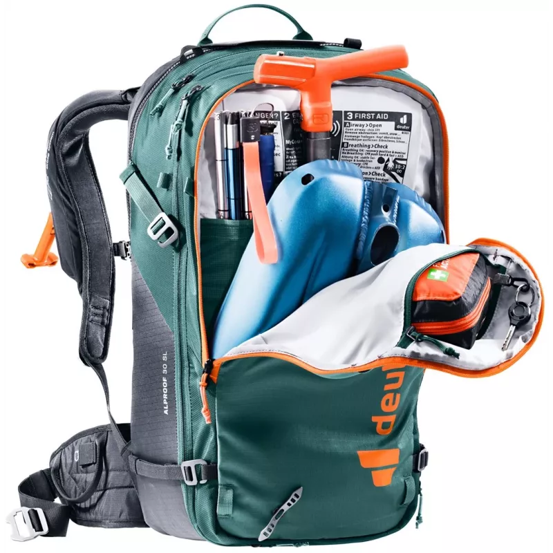 Deuter Alproof 30 SL laviinipakett - Must/Roheline denim