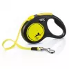 Sissetõmmatav rihm Flexi New NEON 5 m – lindirihm, väikestele koertele kuni 15 kg, must/kollane