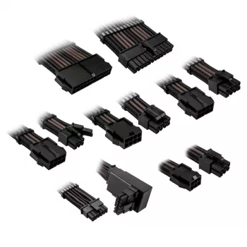 Kaabli/adapteri komplekt Kolink Core Pro punutud kaablipikendus 12V-2x6 tüüp 2 — Jet Must/Gunmetal