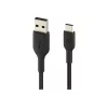 Punutud USB-C USB-A kaabel 15 cm must