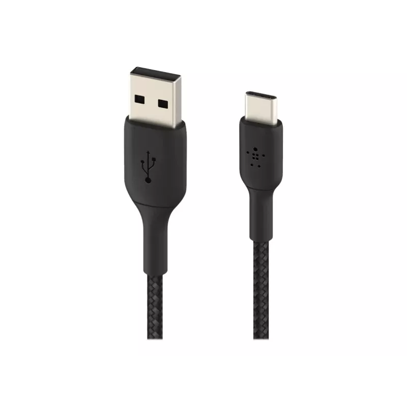 Punutud USB-C USB-A kaabel 15 cm must