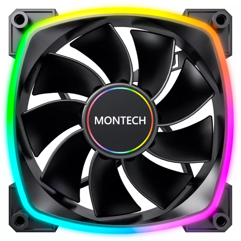 MONTECH RX140 PWM 140mm ARGB Reverse Blade korpuse ventilaator - must