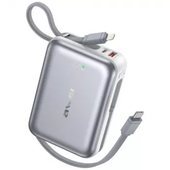 Portable power bank Awei C03 20000mAh with 45W output and integrated USB-A/USB-C kaabel