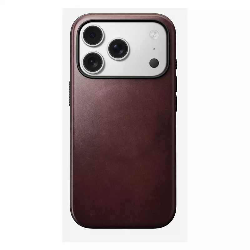 Mobiiltelefoni ümbris Nomad Modern Leather ümbris iPhone 17 Pro'le, nahk + TPU + PC, sobib 16 cm (6.3 tolli) ekraanile, Bordeaux