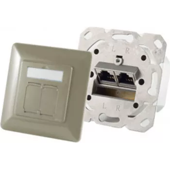 Socket-outlet 2 x RJ-45 ShiverPeaks 74280-GR — Cat6a, 500 MHz, metal housing, hall/silver