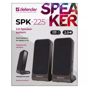 DEFENDER SPK-225 juhtmega 2.0 kõlarid, 4 W RMS, USB/DC 5 V, 3,5 mm, must