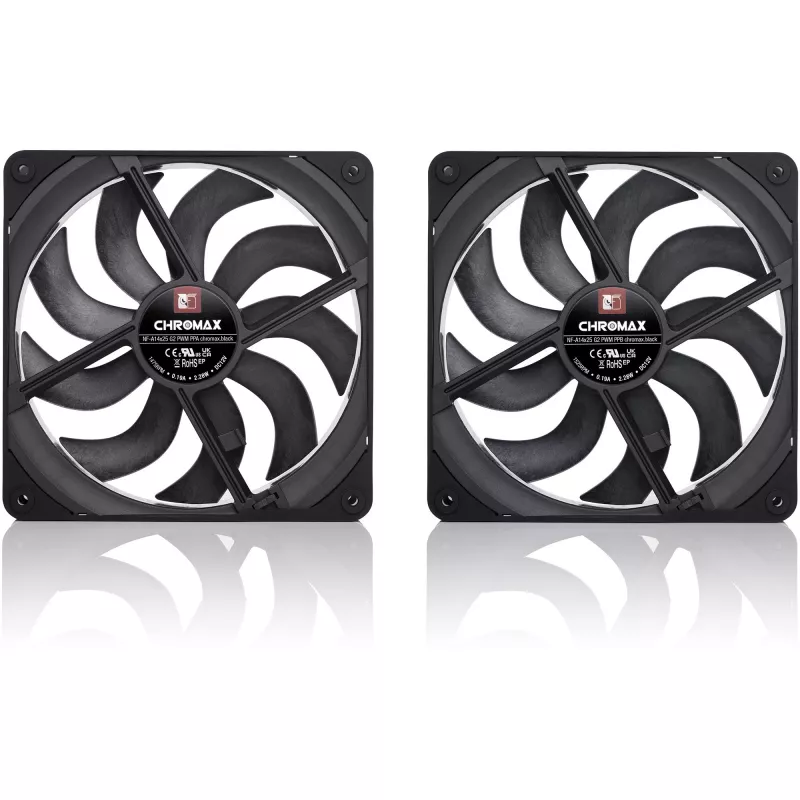 Noctua NF-A14x25 G2 PWM Sx2-PP chromax.Must 140mm Dual Fan Set