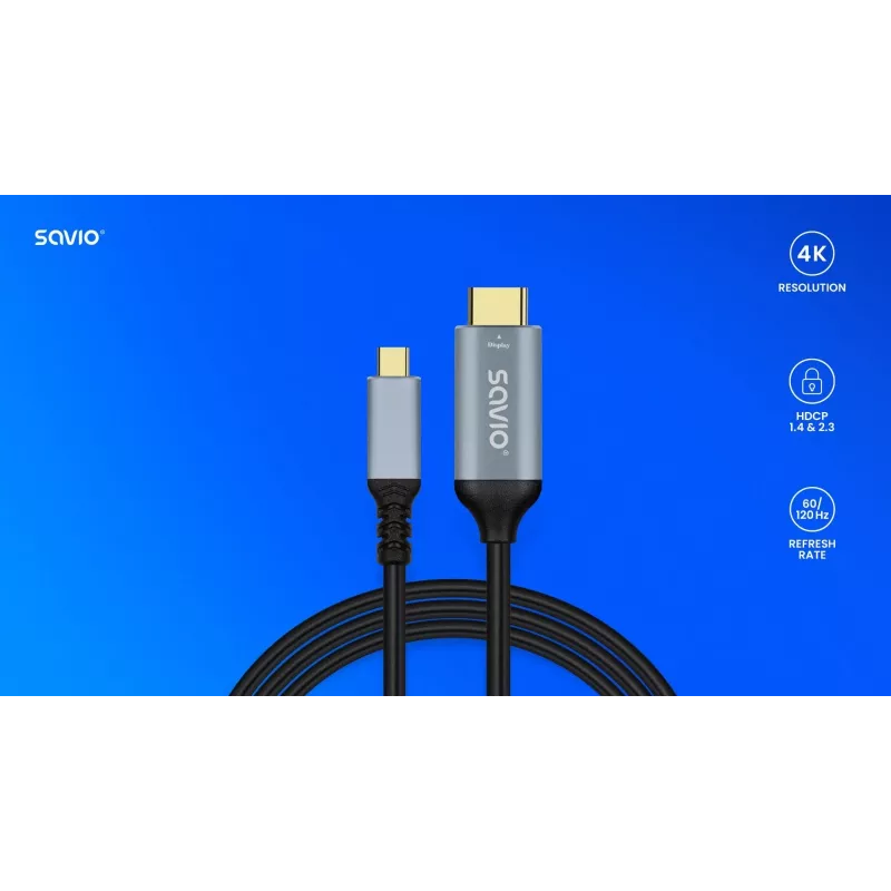 Kaabel USB-C HDMI v2.0b, 3m, vask CL-184