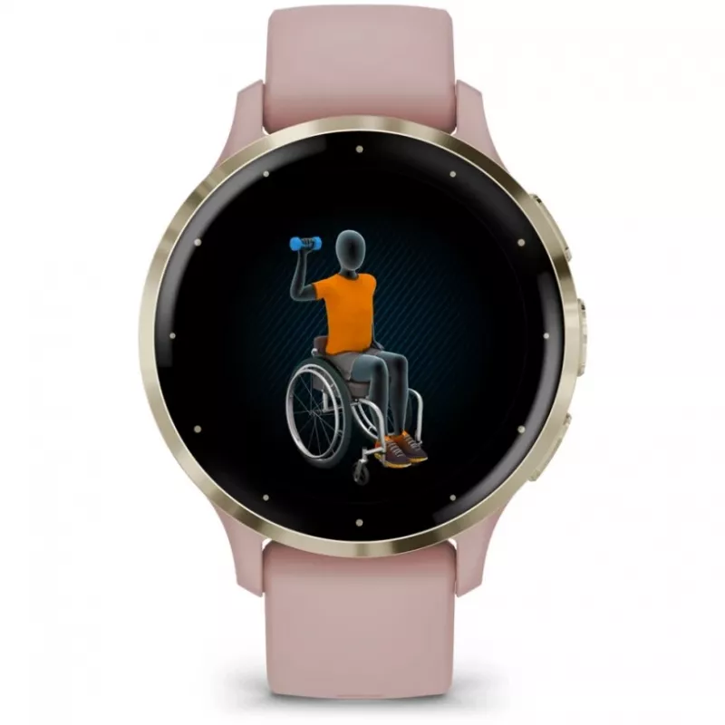Garmin Venu 3S 3.05 cm (1.2) AMOLED 41 mm Digitaalne 390 x 390 pikslit Puuteekraan Kuldne, Roosa Wi-Fi GPS (satelliit)