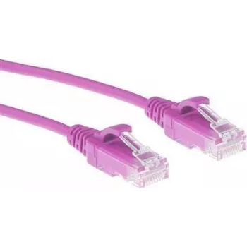 ACT roosa 2-meetrine LSZH U/UTP CAT6 andmekeskuse õhuke ühenduskaabel RJ45 pistikutega