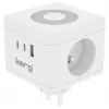 Kerg M02730 pikendusjuhe — 2 F-tüüpi pistikupesa, 3 USB-porti (USB-A + USB-C), 16A 250 V~, 1,5 m kaabel, valge