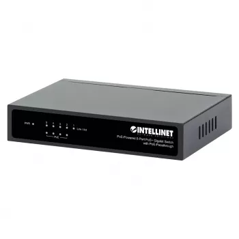 Gigabit 5xPoE läbiv lüliti, toide PoE või vahelduvvooluga, 68W