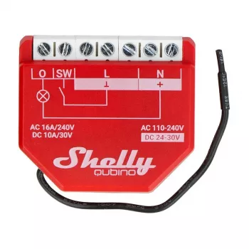 Nutikell Shelly W 1PM plastist 16A 110–240 V, Z‑Wave, 868,4 MHz, punane, 42×37×16 mm
