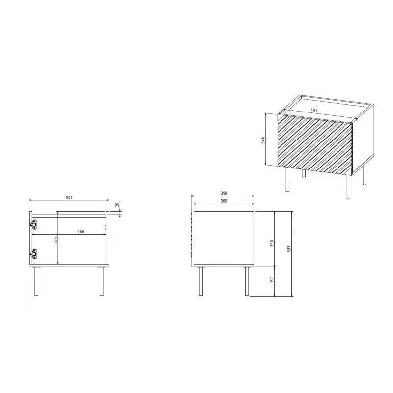 Öökapi komplekt cama meble ONDA 2 tk 50×40×K54 cm, roheline, MDF/puitlaastplaat, 16 mm karkass