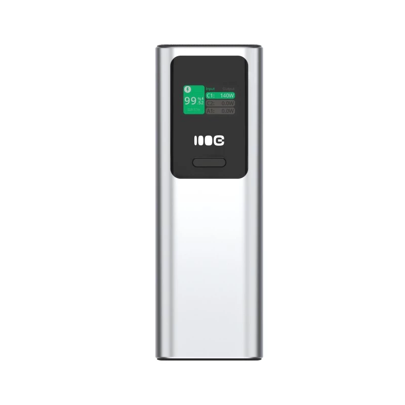 Kaasaskantav aku Green Cell PBGC25UD, 25200 mAh, Li‑Ion, 140 W koguvõimsus, 2× USB‑C + 1× USB‑A, OLED-ekraan, alumiiniumkorp