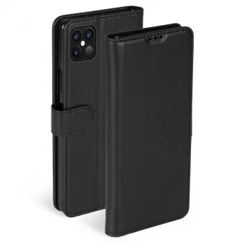 Telefonikott Krusell Apple iPhone 12 Pro Maxile — must, foliokaanega ümbris kaarditaskuga
