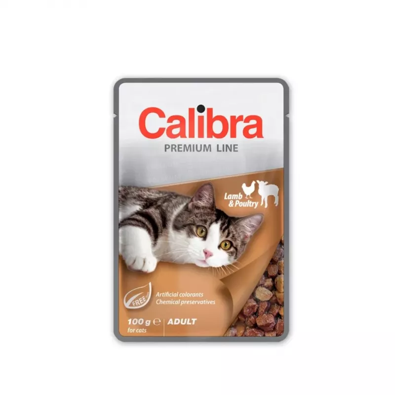 Märg kassitoit Calibra Premium Adult Lamb & Poultry 100 g kotike, täisväärtuslik märgtoit, teraviljavaba