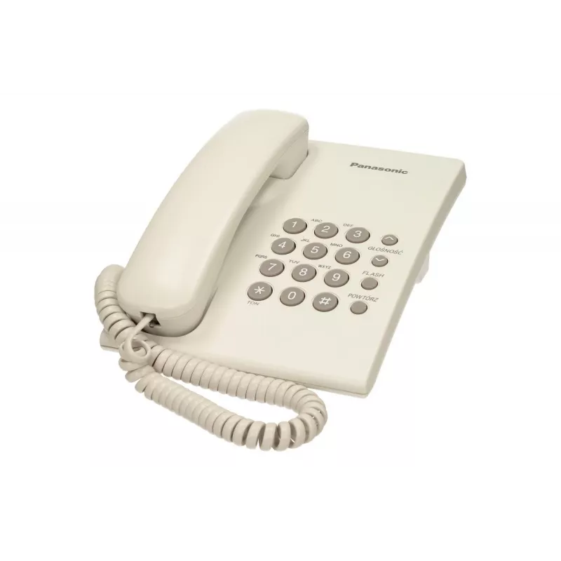 Analoogtelefon Panasonic KX-TS500PDW — 16 nuppu, valge, laua-/seinale kinnitatav, 100-kohaline telefoniraamat