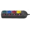 Pikendusjuhe MACLEAN MCE229B — 4 vahelduvvoolupistikut, 2× USB-A, 1,5 m kaabel, 10 A, tüüp F, siseruumidesse, must