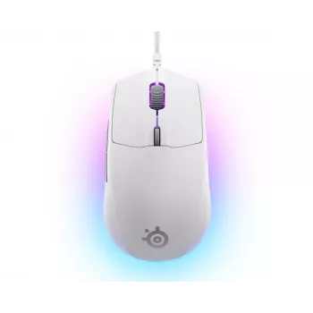 Mänguhiir STEELSERIES Rival 3 Gen 2 — optiline, 8500 DPI, juhtmega USB Type-A, paremakäeline, valge, 77 g