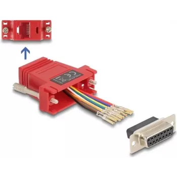 DeLOCK D-Sub 15-kontaktiline pesa RJ45 pesa külge, punane montaažikomplekt, VGA RJ-45