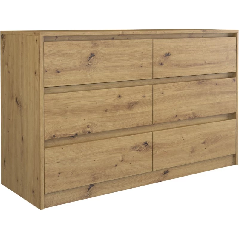 Kummut Top e shop K120 ARTISAN 2X3, tammeviimistlus, 6 sahtlit, 750×400×1200 mm