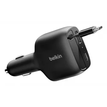 Belkin 75W 2-pordiline sissetõmmatava USB-C kaabliga auto - Kaabel (CCC001HQBK)