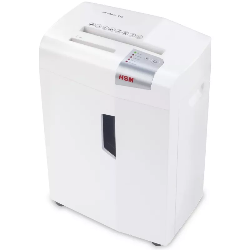 Paberipurustaja HSM X15, partikellõikus P-4, 23 cm töölaiusega, 16-leheline mahutavus, 26 L prügikast, hõbedane