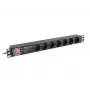 Toitejaotusseade LANBERG PDU-PRO-07F-0200-BK — 1U rack PDU, 7 Type F pistikupesa, 16 A, 2 m kaabel, must