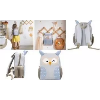 Eberhard Faber Mini Kids Owl lasteaiaseljakott - lilla/beež
