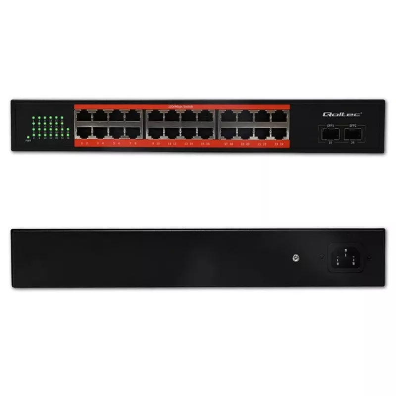 Võrgukommutaator QOLTEC Gigabit Ethernet PoE 24xRJ45 2xSFP