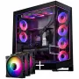 PHANTEKS NV Series NV7 E-ATX-korpus, karastatud klaas, ARGB - must & M25 Gen2 PWM D-RGB ventilaatori 3-ne pakk - pööratud labadega, 140mm + DRGB komplekt