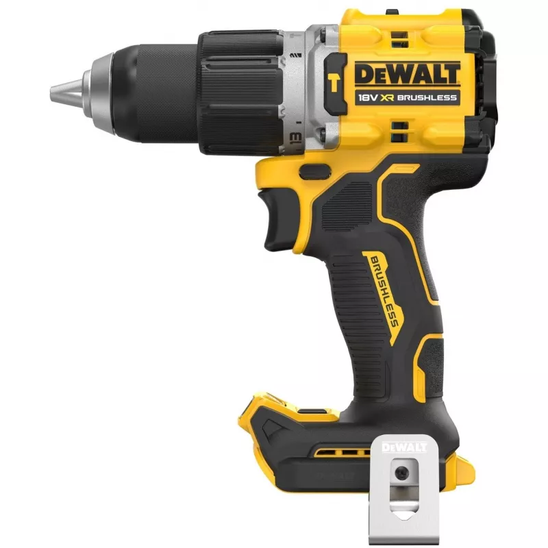 Püstolkäepidemega puur DeWalt DCD805NT-XJ — 18 V harjadeta, 2000 p/min, 90 N·m, 13 mm padrun, 1,34 kg