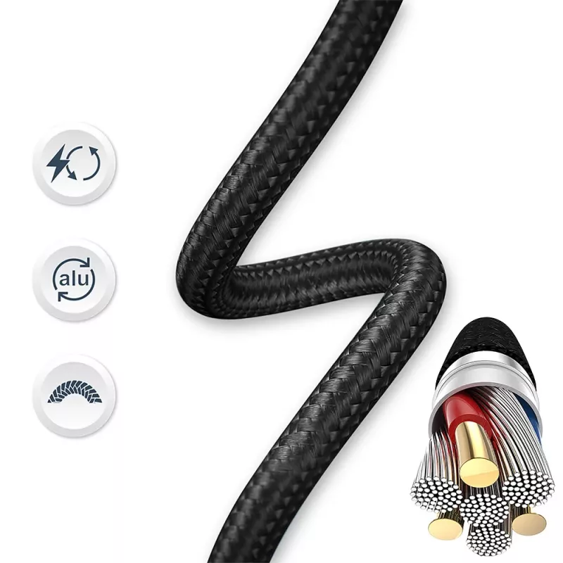 USB-C kaabel Tellur TLL155791, 1 m, 3A, Must